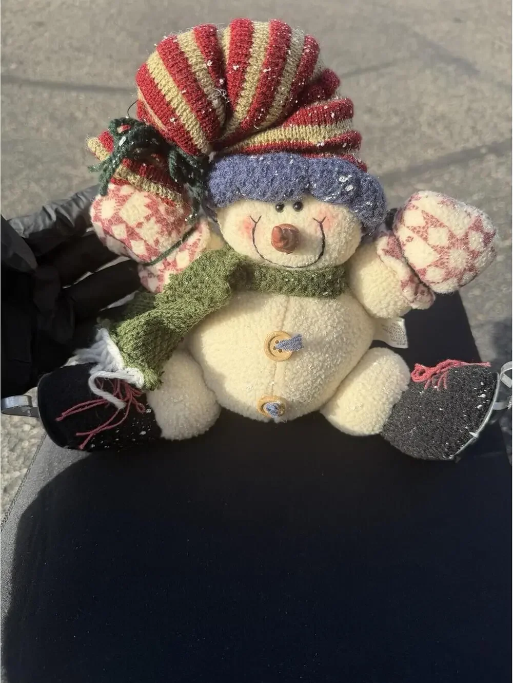 Vintage Plush Snowman Christmas Winter Holiday Decor Stuffed Toy 9” Tall